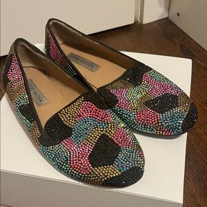 Steve Madden Black and Multicolor rhinestone Loafers